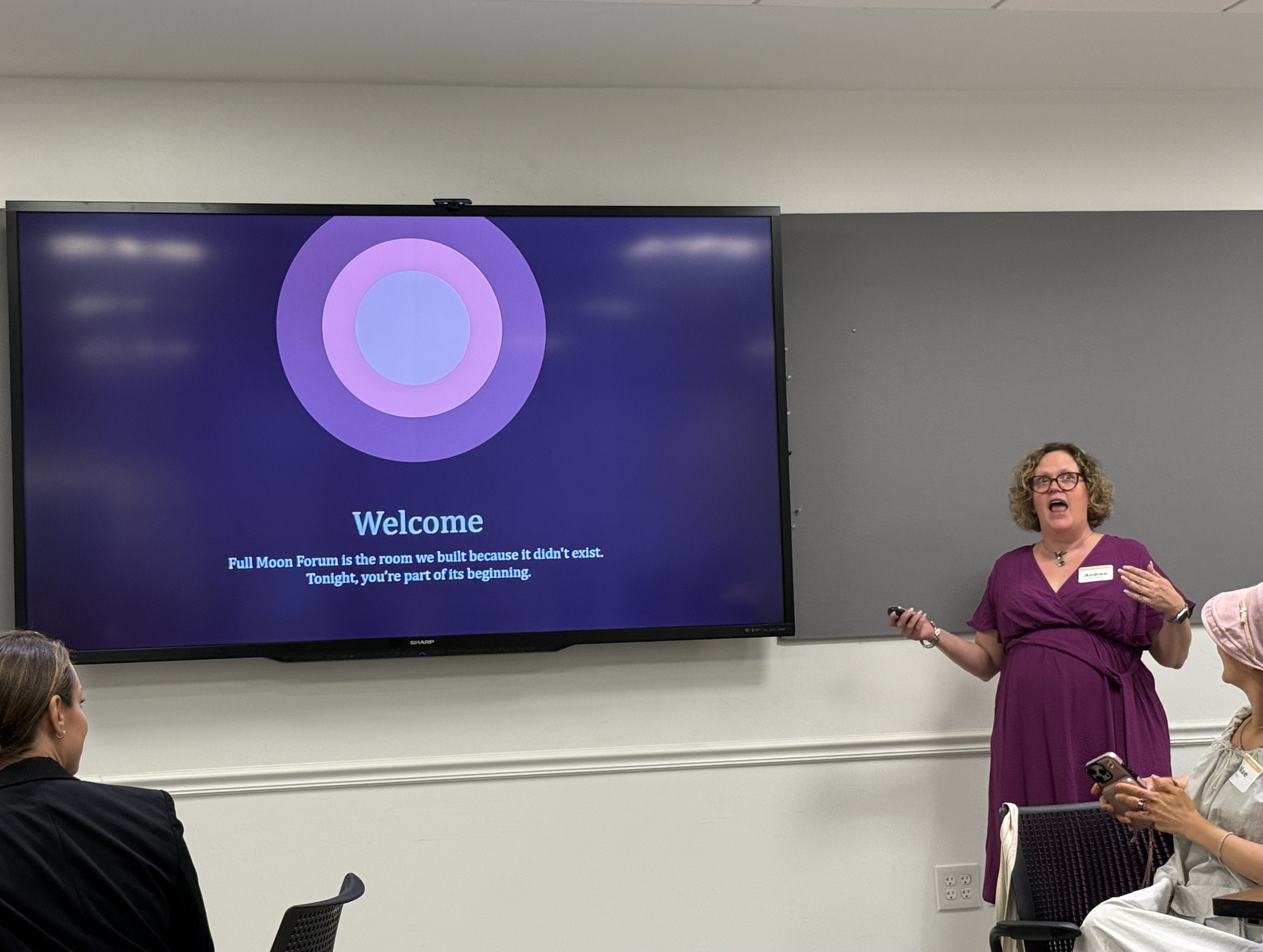 A speaker addressing the room at the first gathering